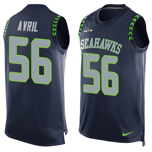 Men's Limited Cliff Avril Nike Jersey Navy Blue - #56 Player Name & Number Tank Top NFL Seattle Seahawks